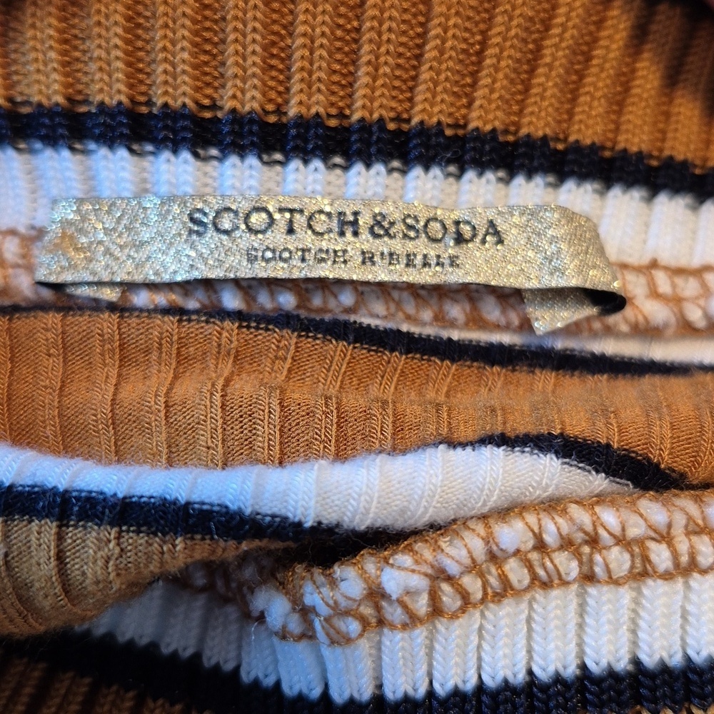 Scotch & Soda girls 8 brown black white ribbed long sleeve mock neck shirt EUC - Picture 5 of 6